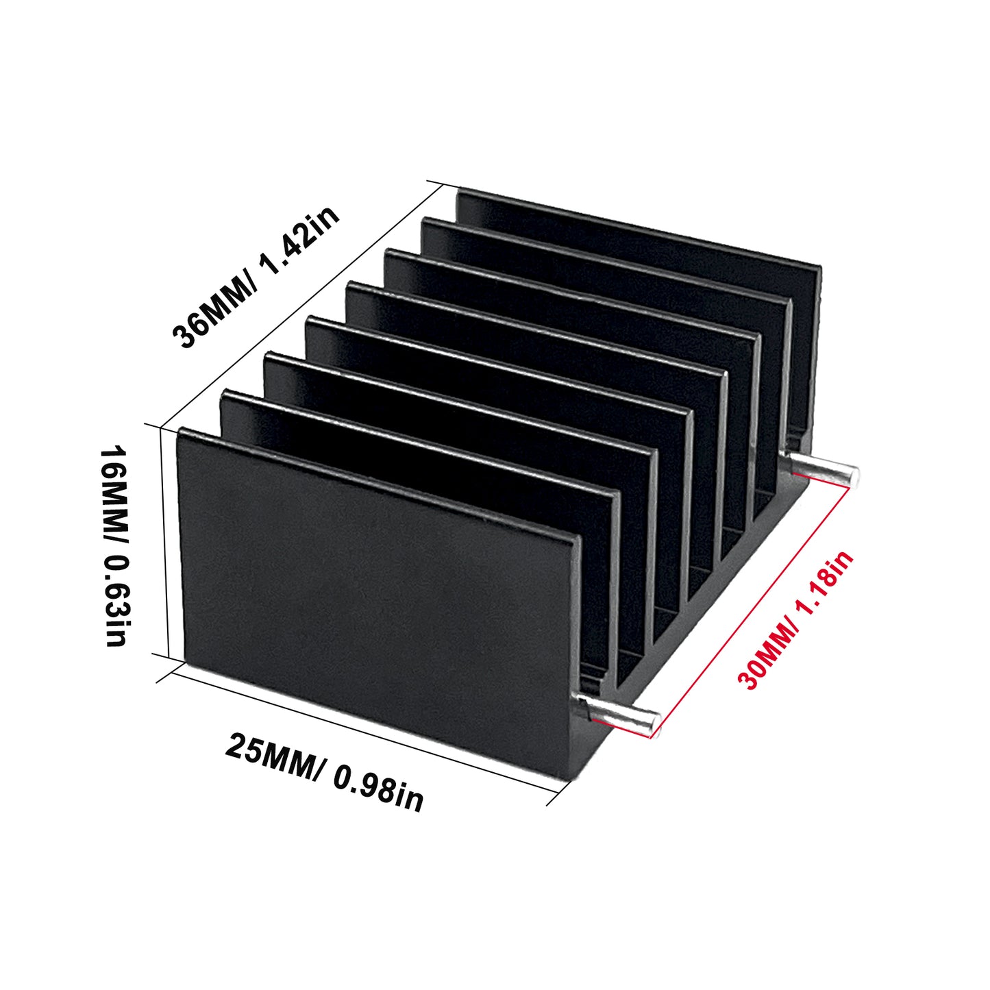TO-220 Aluminum Heatsink for MOS Tube Triode 25x36x16mm/ 0.98"x1.42"x0.63" TO220 Heat Sink with 2 Support Pin for Cooling MOSFET Transistor Diodes Voltage Regulators, Black
