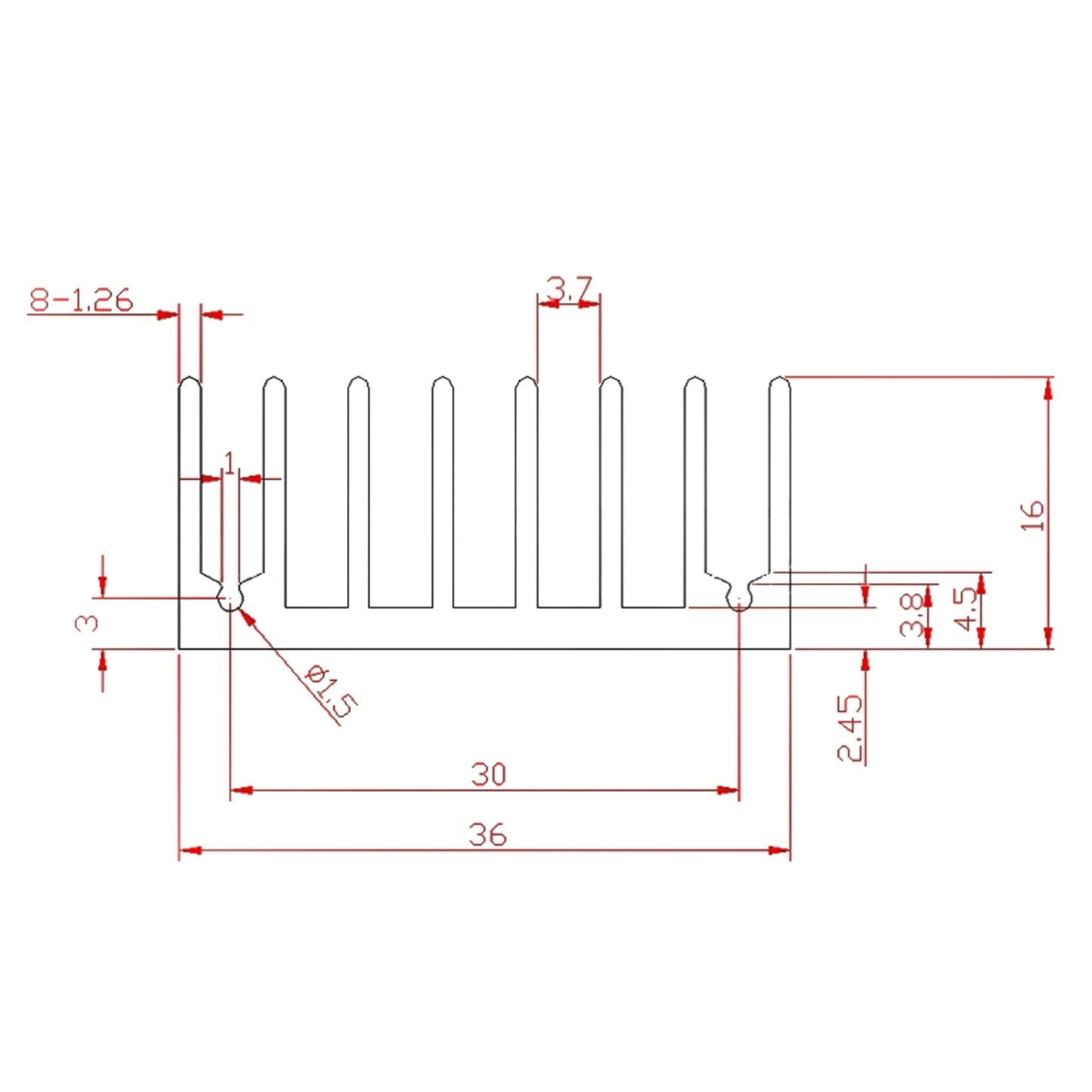 TO-220 Aluminum Heatsink for MOS Tube Triode 25x36x16mm/ 0.98"x1.42"x0.63" TO220 Heat Sink with 2 Support Pin for Cooling MOSFET Transistor Diodes Voltage Regulators, Black