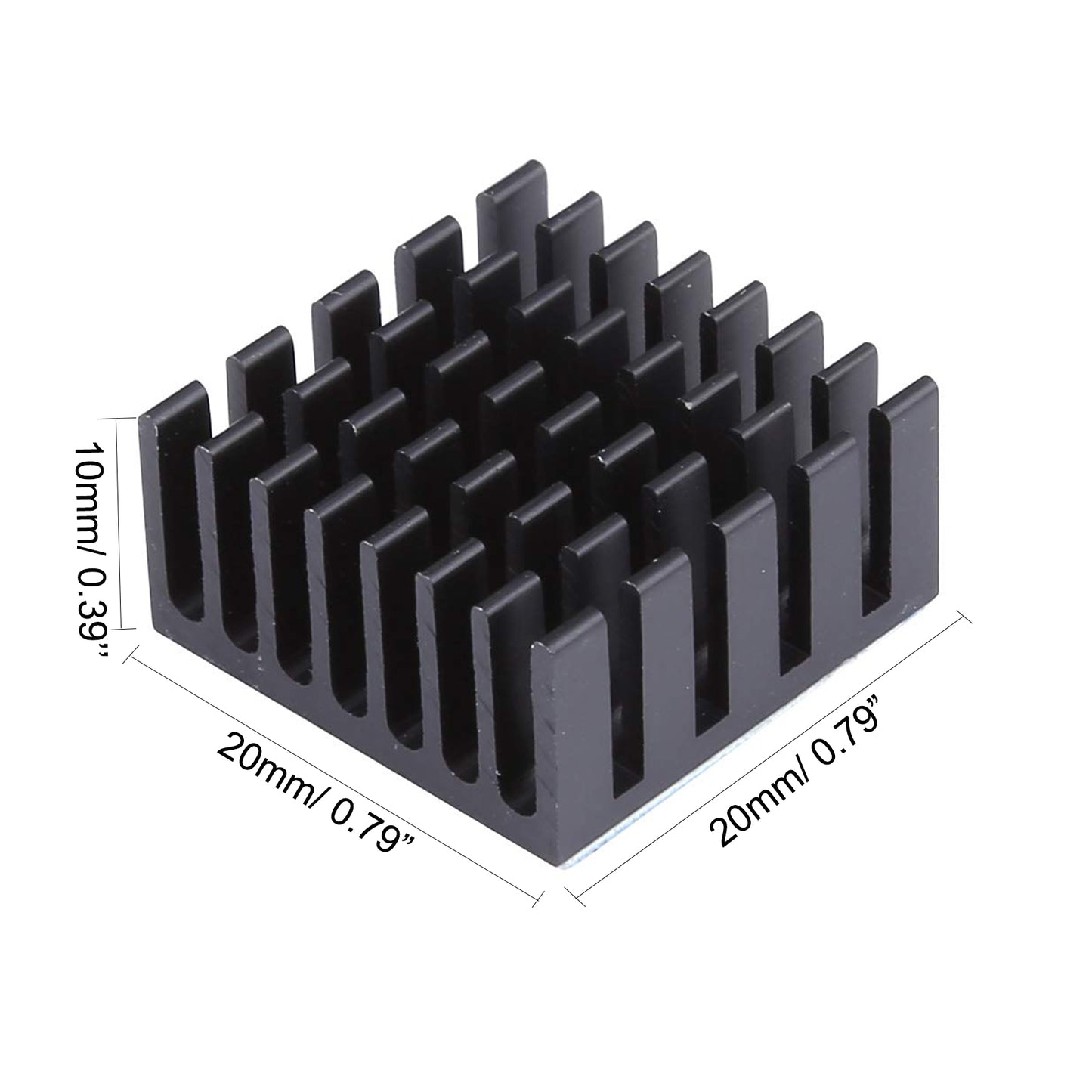 20mm Aluminium Heatsink Kit 20x20x10mm/ 0.79x0.79x0.39inch with Thermal Conductive Adhesive Tape, Cooler Heat Sink for Cooling GPU IC Chips VRAM VGA RAM