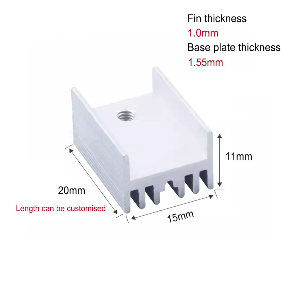 TO-220 Heat Sink 20*15*11mm Triode Aluminum Heatsink With Pin for Voltage Regulator, MOSFET Transistor (20mm/ 25mm/ 30mm x15mmx11mm)