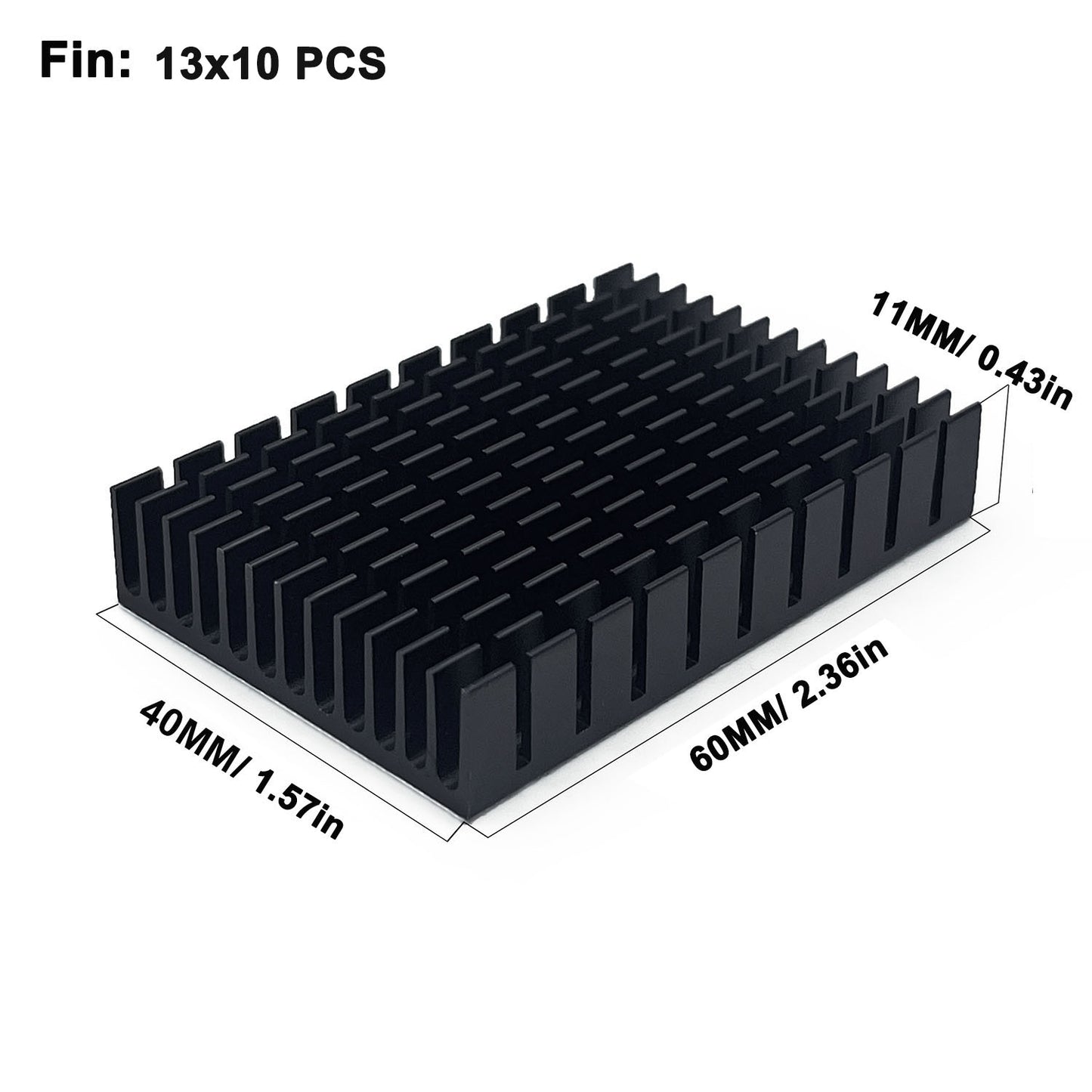 Aluminum Heatsink 60x40x11mm/ 2.36 x 1.57 x 0.44 inch Black Heat Sink with Thermal Conductive Adhesive Tape Cooling Fin