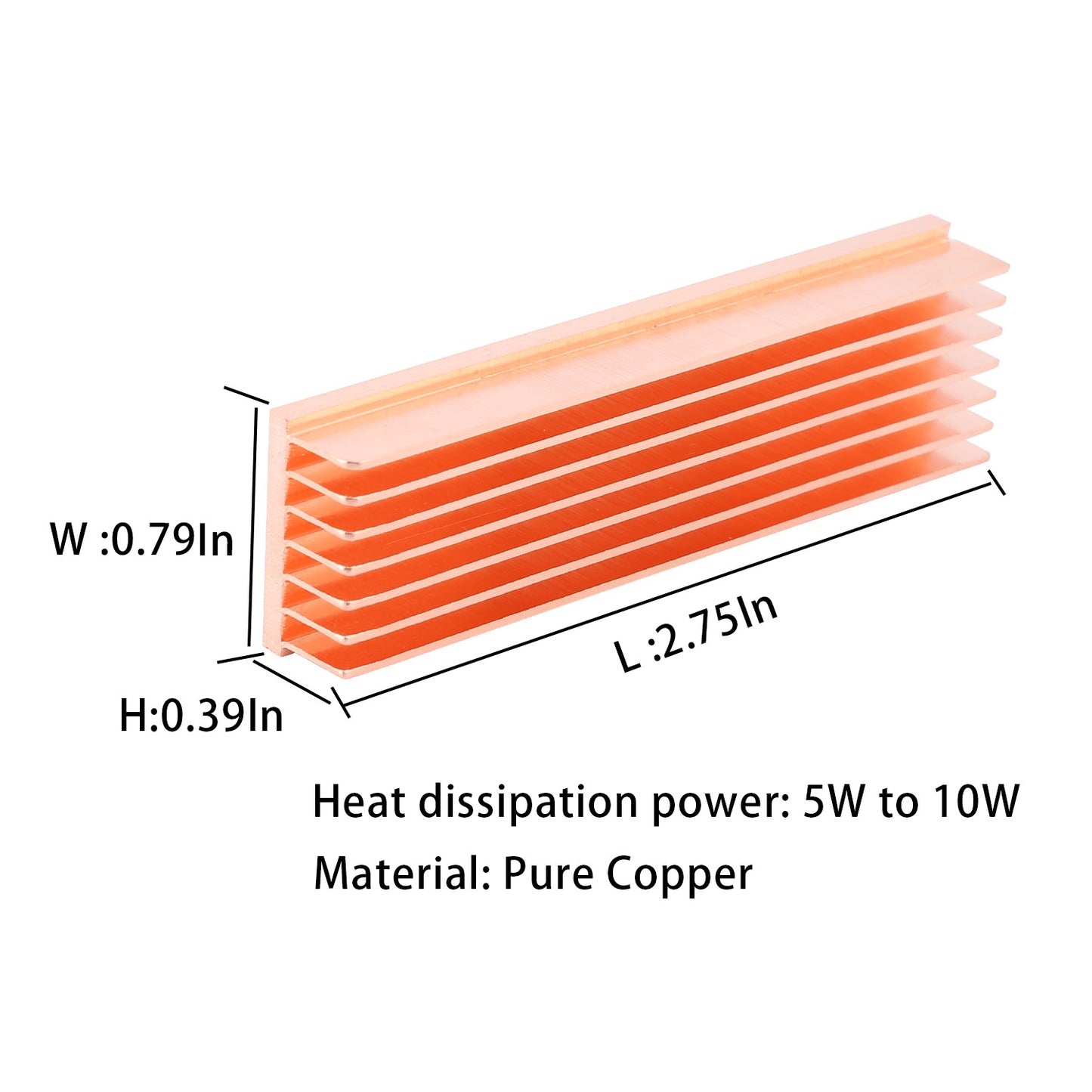 M.2 Heatsink Pure Copper Nvme ssd Heat Sink 7 Fins with Thermal Silicone pad for PC / PS5 M.2 PCIE NVMe SSD or M.2 SATA SSD