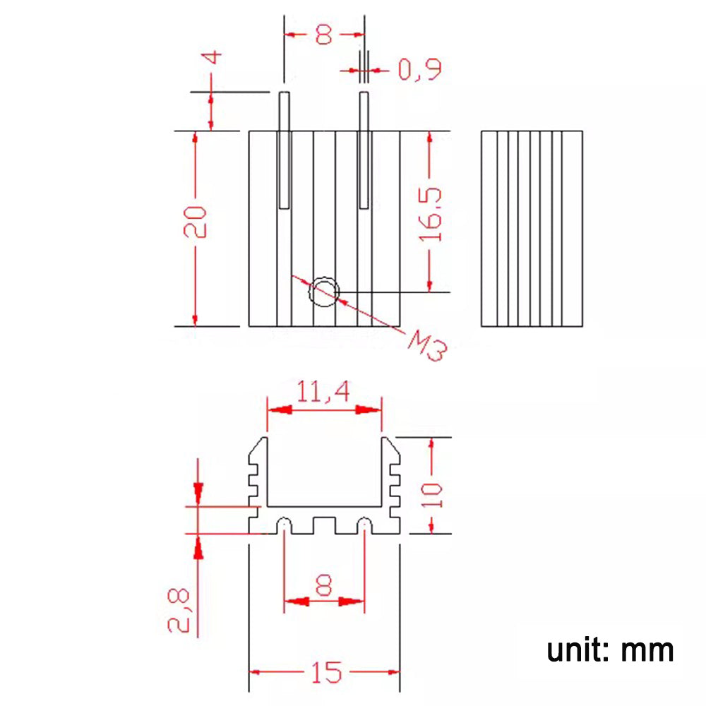 TO-220 Heat Sink 781 7805 Heat Sink 20x15x10mm Black with Pin