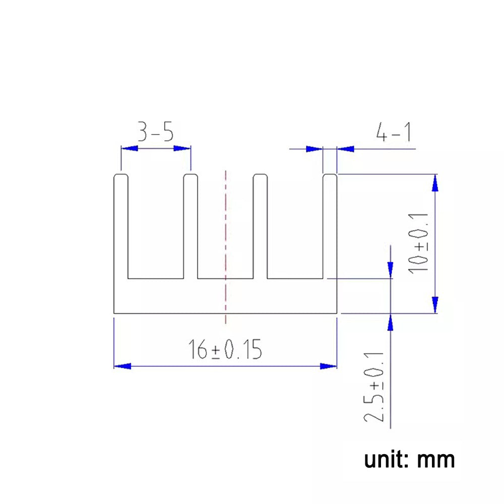 Electronic triode chip heat sink 20×16×10mm adhesive backed aluminum profile heat sink aluminum block