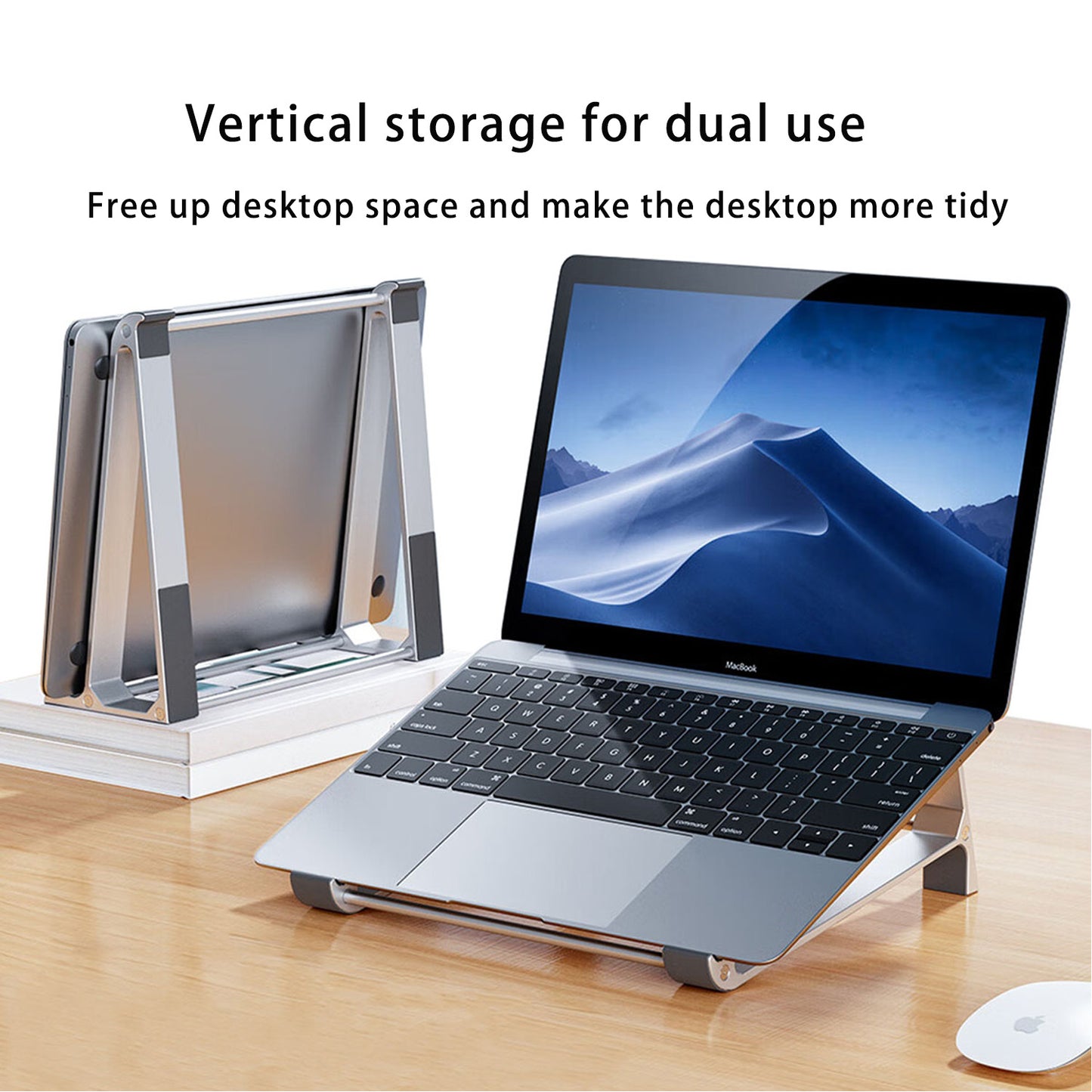 Laptop Stand, Aluminum Vertical Laptop Computer Stand,Ventilated Laptop Riser Notebook Holder Stand Compatible with MacBook Air Pro, Dell XPS, HP, Lenovo More 11 14 15.6 16 Inch Silver