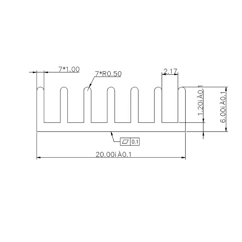 MOS Chip Heatsink 20x20x6mm Broken Slot with Adhesive Backing Aluminum Profile Heat Sink Block Plate
