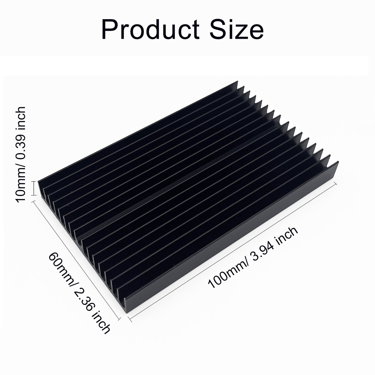 Awxlumv Aluminum Heatsink Kit 100x60x10mm/ 3.94“x2.36“x0.39“ inch + Thermal Conductive Adhesive Tape Cooler Heat Sink for Cooling SSD Smartphones Routers Hard Drives LED Panel (16 Pins)