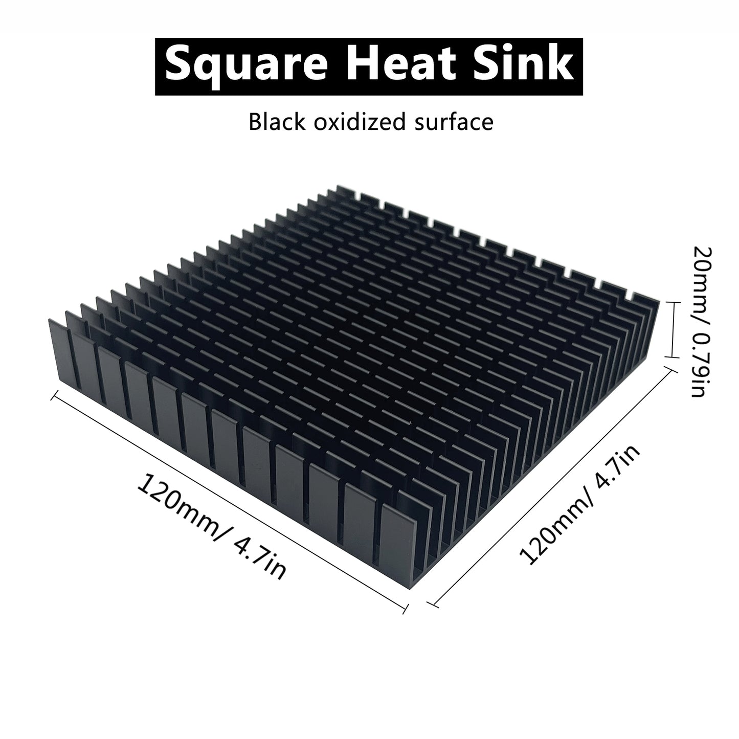 120mm Large Heatsink Aluminum Heat Sink 4.72x4.72x0.79Inch/ 120x120x20mm Square Cooler for Router Cooling Base and Power Supply IC Graphics Card Memory Heat Sink 120mmx120mmx20mm