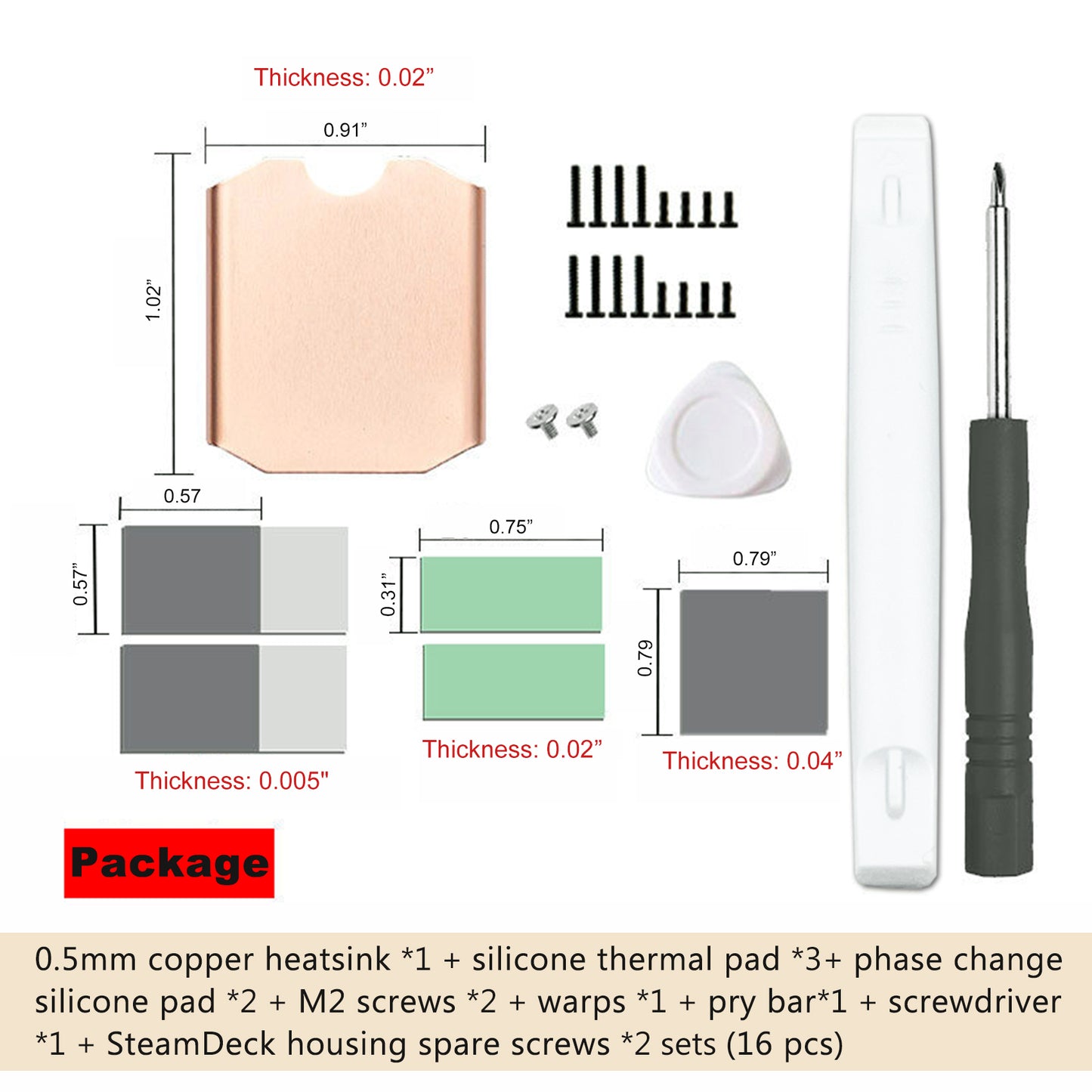 Awxlumv Copper M.2 Heatsink With Thermal Pad Heat Sink for M.2 2230 NVME SSD