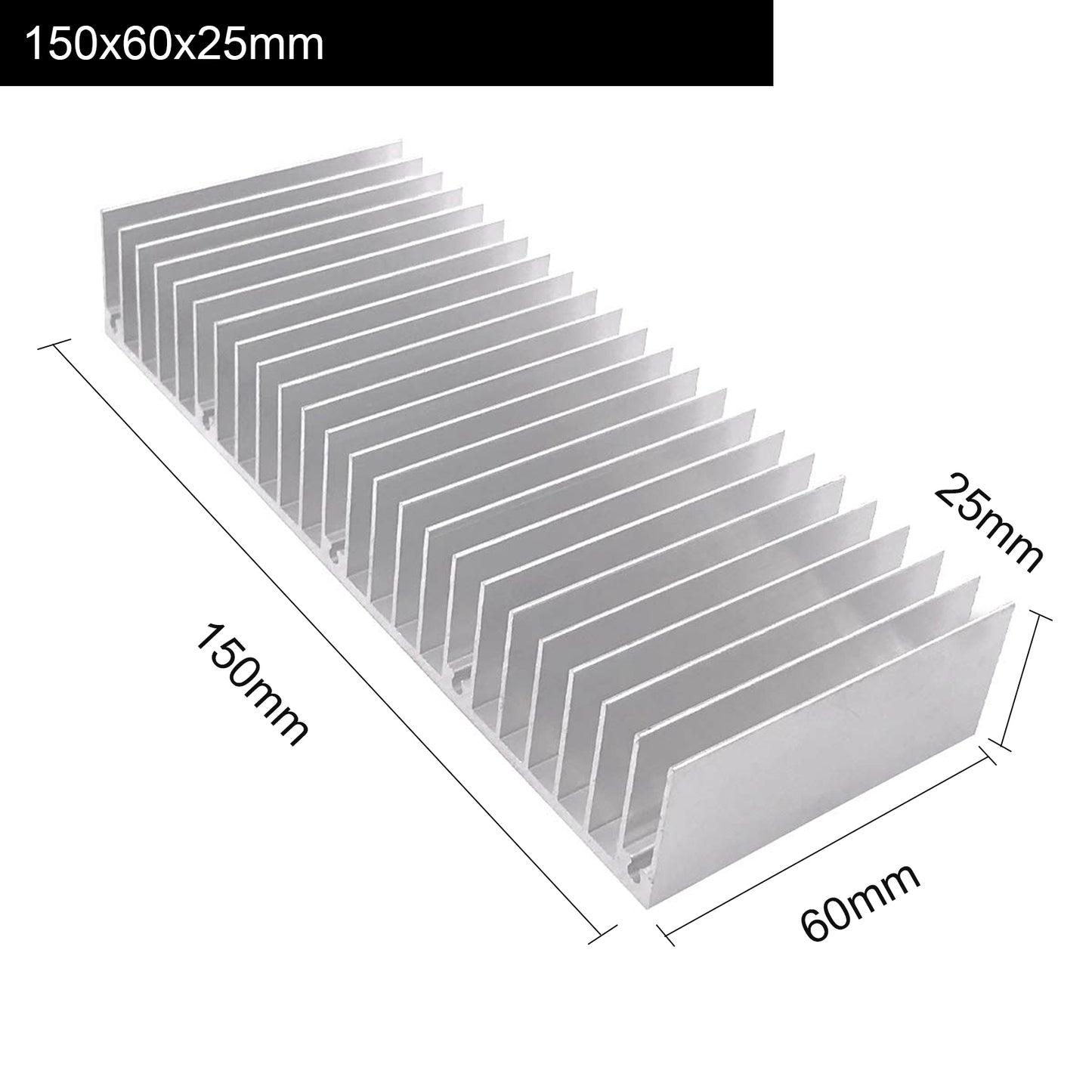 Aluminum Heatsink 60x150x25mm / 2.36x5.91x0.98 Inch Heat Sink Radiator for CPU MOS Tube Circuit Board PCB Heat Sinks Led Cooling Cooler Amplifier Devices with 24 pcs Fins - Sliver