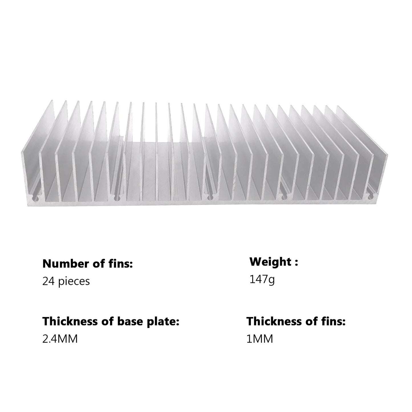 Aluminum Heatsink 60x150x25mm / 2.36x5.91x0.98 Inch Heat Sink Radiator for CPU MOS Tube Circuit Board PCB Heat Sinks Led Cooling Cooler Amplifier Devices with 24 pcs Fins - Sliver