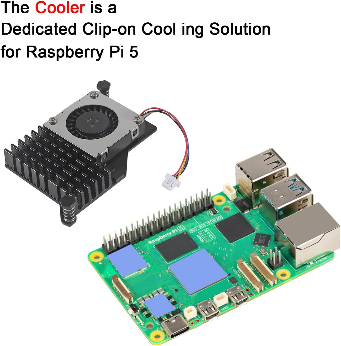 Raspberry Pi 5 Official Active Cooler,Aluminium Heatsink, Variable-Speed Blower (Black)