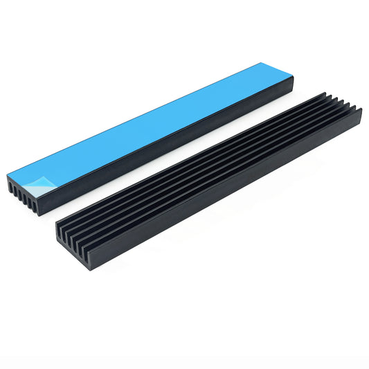 14mm Aluminum Heatsink with Thermal Conductive Adhesive Tape 100 x 14 x 6mm Heat Sink Strip Radiator Cooler Cooling Fin for Cooler Electronics LED CPU Memory Chip, Black