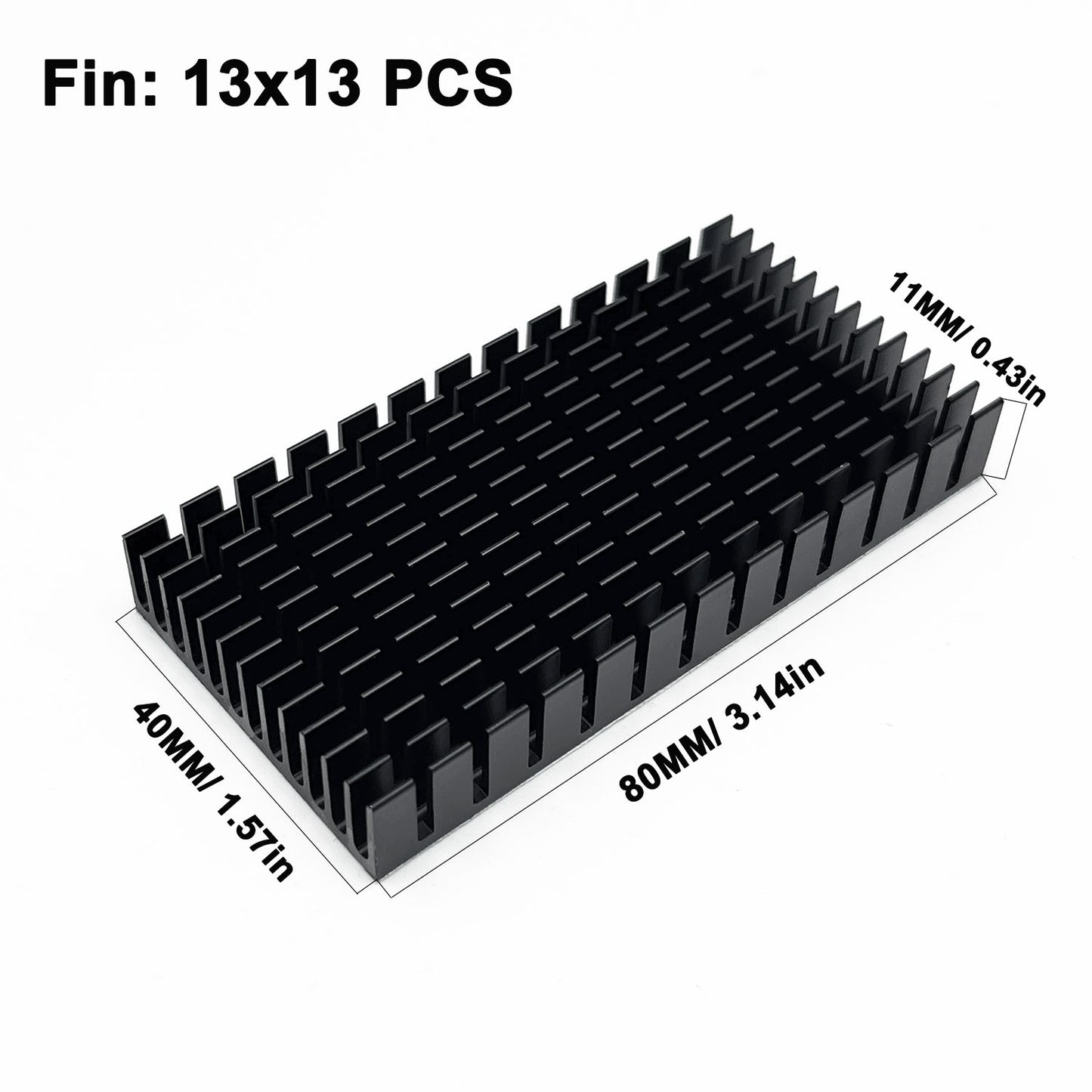 80mm Heatsink 80 x 40 x 11mm Black Aluminum Heat Sink Radiator Cooler with Thermal Conductive Adhesive Tape Cooling Fin for Cooler Electronics CPU Led (80x40x11mm)