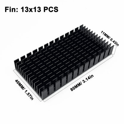 80mm Heatsink 80 x 40 x 11mm Black Aluminum Heat Sink Radiator Cooler with Thermal Conductive Adhesive Tape Cooling Fin for Cooler Electronics CPU Led (80x40x11mm)