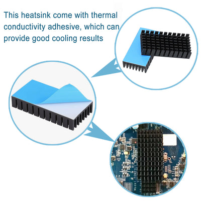 Awxlumv 25mm Heatsink 50x25x10mm/ 2 x 1x 0.4 inch with Thermal Conductive Tape, Black