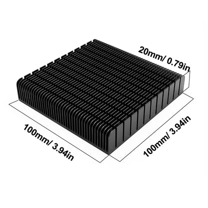 Large Heatsink Aluminum 3.94x3.94x0.79inch / 100x100x20mm + Thermal Conductive Adhesive Tape