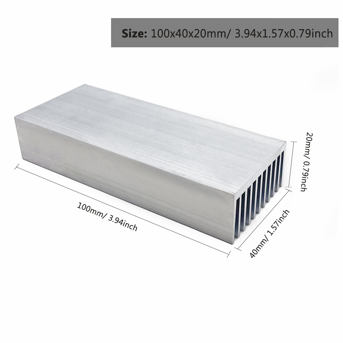 Aluminum Heatsink 100x40x20mm/ 3.94x1.57x0.79 inch Heat Sink Chipset Diffusion Cooling Fin Comb Heat Sinks Cooler