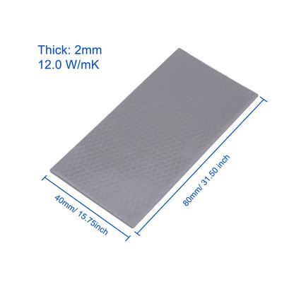 2.0mm Thermal Pad GPU 12 W/mK, 80 x 40 x 2mm Non Conductive Heat Resistance, Highly Efficient Cooling Thermal Pads for PC Laptop Heatsink CPU LED Cooler