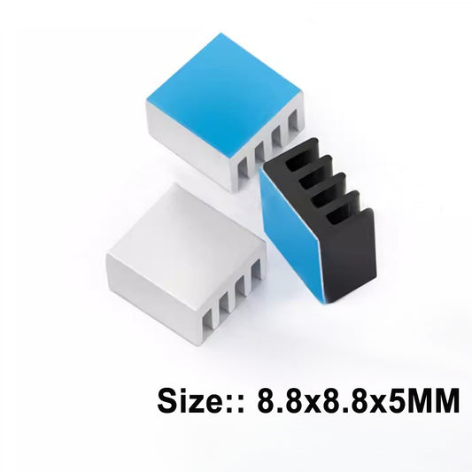 Small Heat Sinks 8.8x8.8x5mm / 0.35x0.35x0.2 inch Aluminum Heatsink with Thermal Conductive Double Sided Tape for Cooling GPU IC Chips VRAM VGA RAM