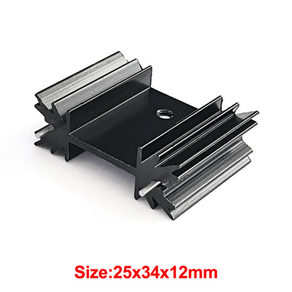 TO-220 Aluminum Heatsink 25x34x12mm / 1.3"x0.99"x0.47" TO220 Heat Sink for Cooling MOSFET SCR Power Voltage Regulator ICS Anodized Black