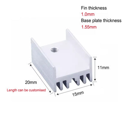 TO-220 Heat Sink 20*15*11mm Triode Aluminum Heatsink With Pin for Voltage Regulator, MOSFET Transistor (20mm/ 25mm/ 30mm x15mmx11mm)