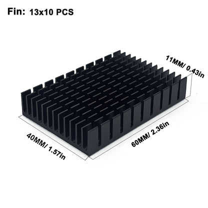 Aluminum Heatsink 60x40x11mm/ 2.36 x 1.57 x 0.44 inch Black Heat Sink with Thermal Conductive Adhesive Tape Cooling Fin