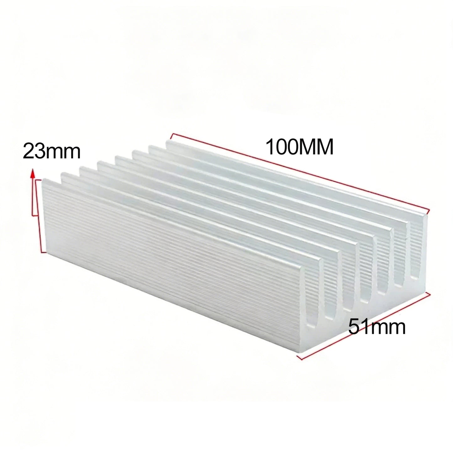 100x51x23mm Aluminum Heatsink, Aluminum Alloy Cooler for Motherboard IC Chip MOSFET Transistor, Customizable
