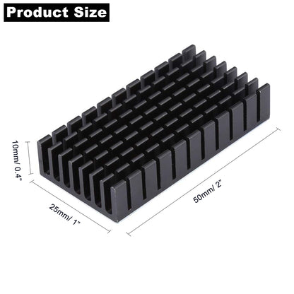 Awxlumv 25mm Heatsink 50x25x10mm/ 2 x 1x 0.4 inch with Thermal Conductive Tape, Black