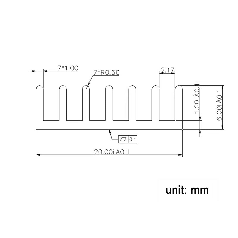 MOS chip heat sink 20 × 20 × 6mm broken slot with adhesive backing aluminum profile heat sink aluminum block plate