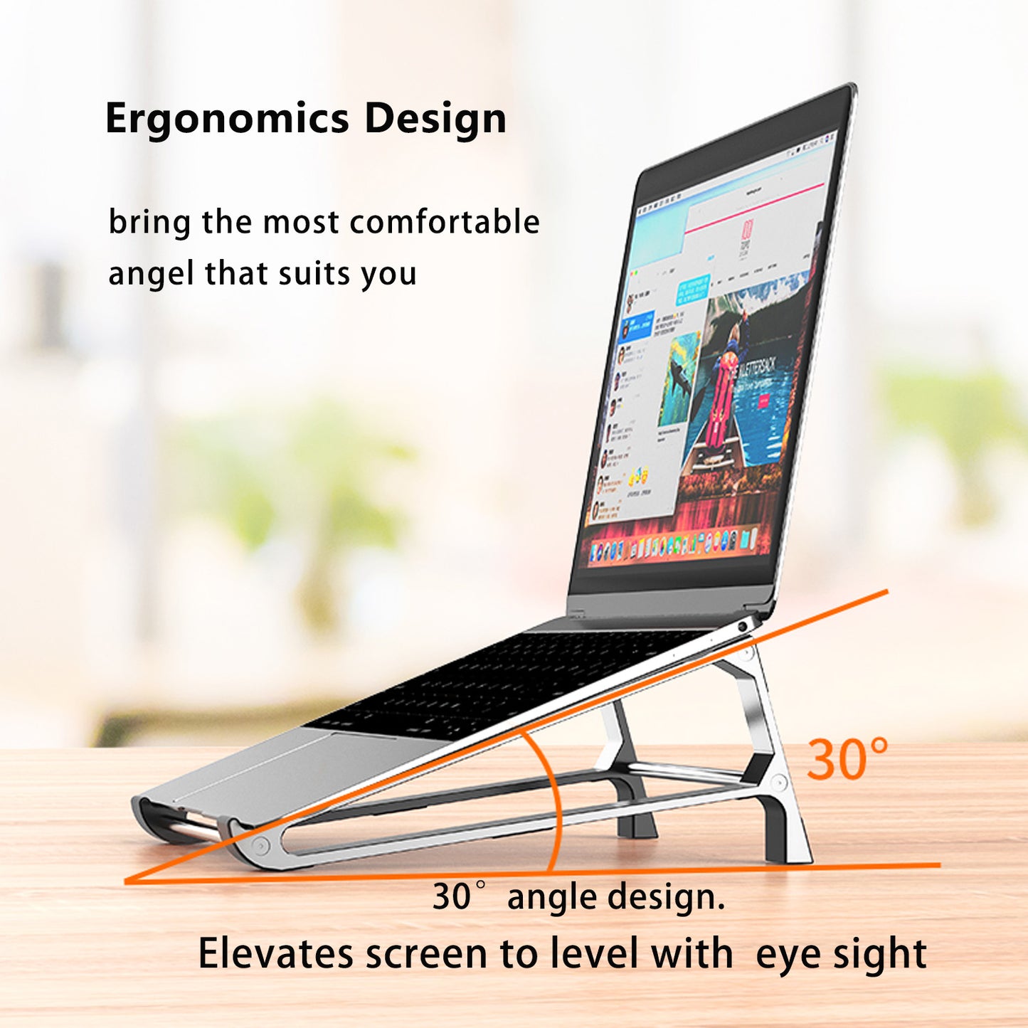 Laptop Stand, Aluminum Vertical Laptop Computer Stand,Ventilated Laptop Riser Notebook Holder Stand Compatible with MacBook Air Pro, Dell XPS, HP, Lenovo More 11 14 15.6 16 Inch Silver