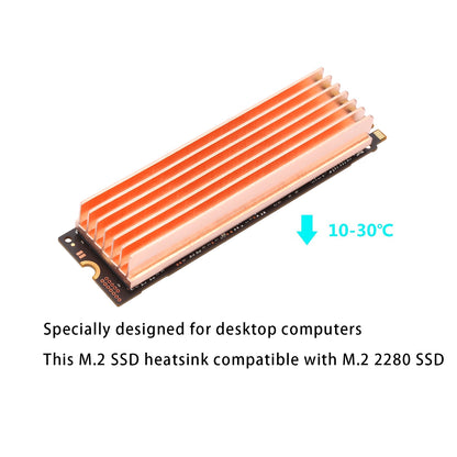 M.2 Heatsink Pure Copper Nvme ssd Heat Sink 7 Fins with Thermal Silicone pad for PC / PS5 M.2 PCIE NVMe SSD or M.2 SATA SSD