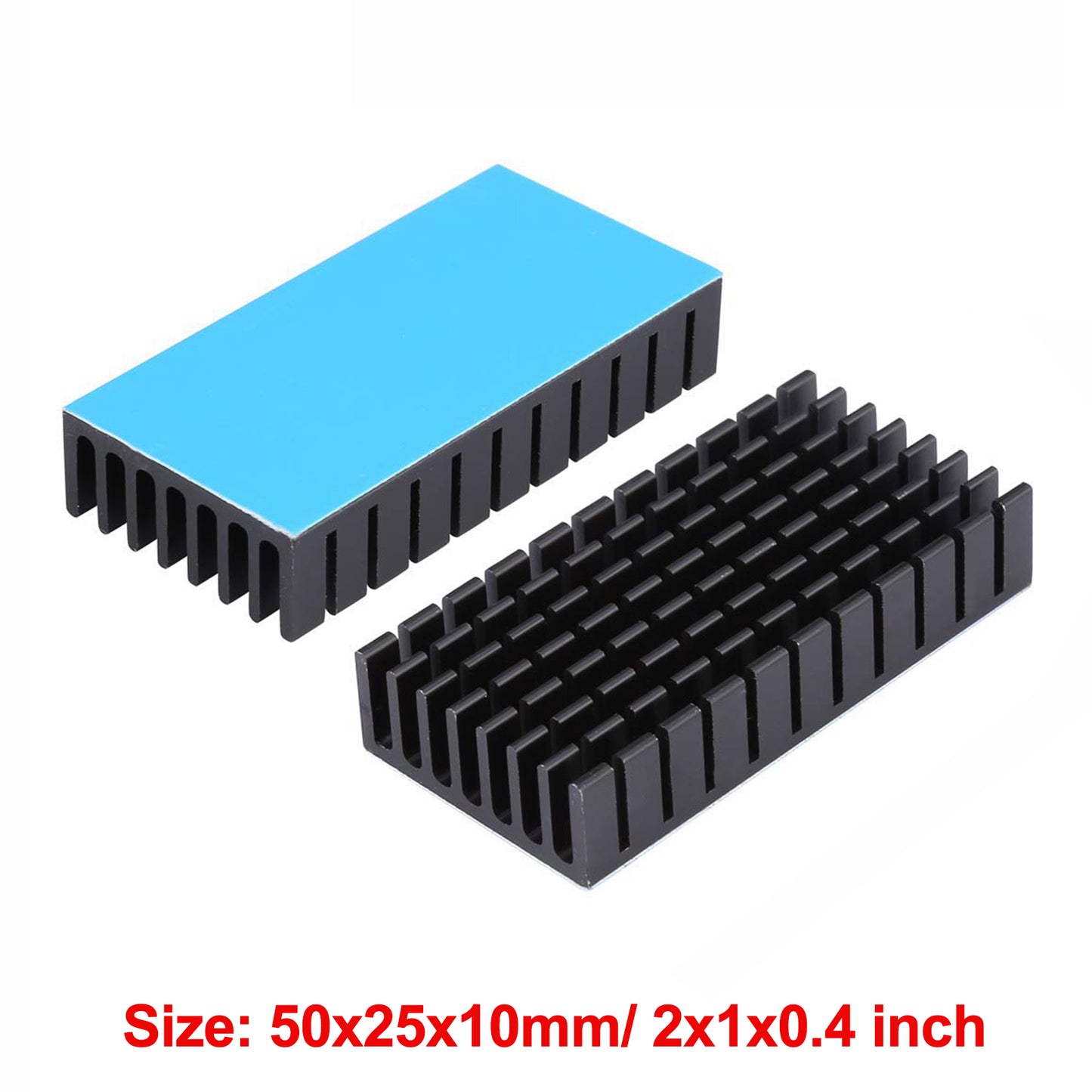 Aluminum Heatsink 50x25x10mm (2x1x0.4 inch) with Pre-Applied Thermal Tape, Heat Sink Cooling for Electronics Cooling Router USB WiFi SATA PCB Device, Black