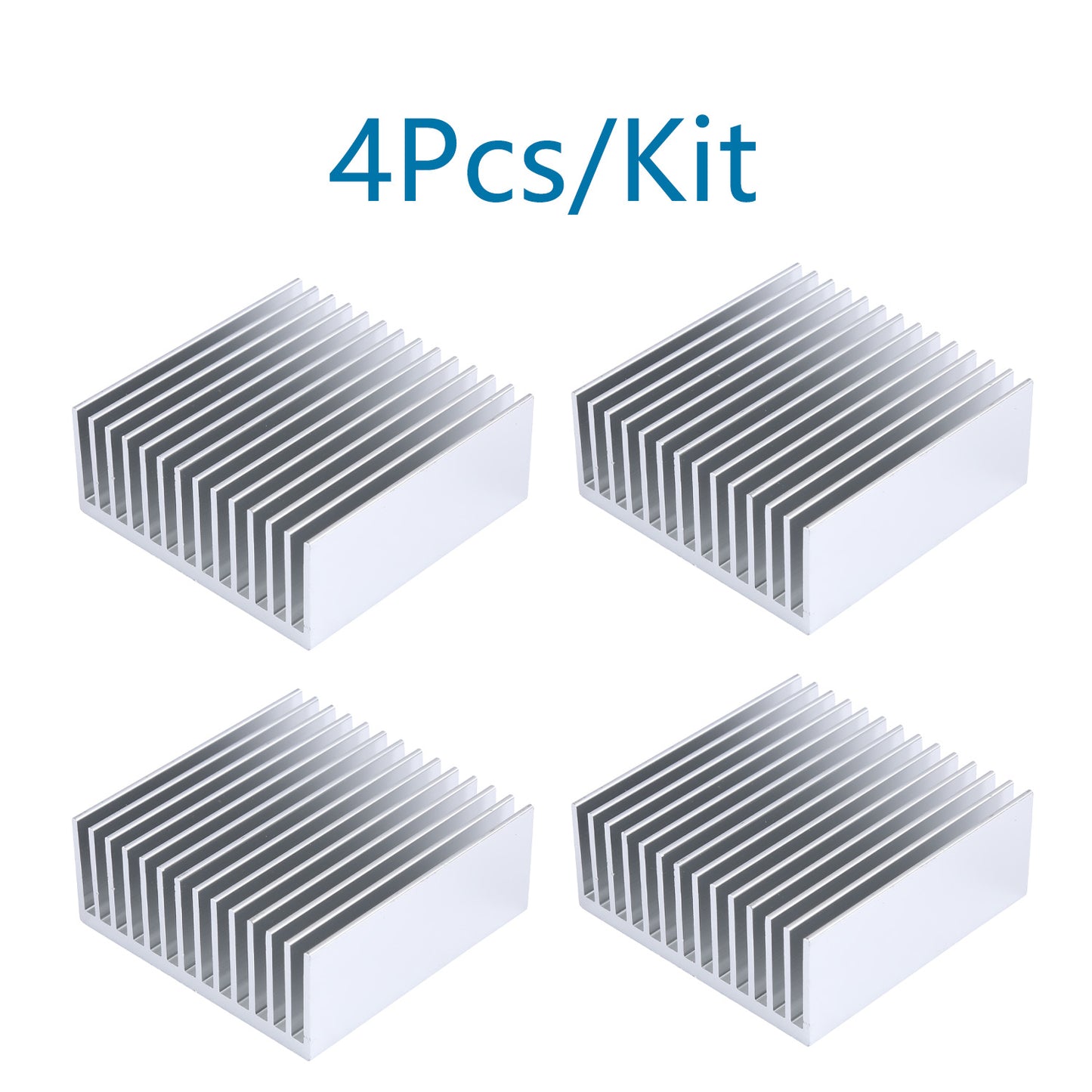 50mm Aluminum Heatsink Kit 50x50x20mm / 1.57"x1.57"x0.79" Heat Sink Cooler for GPU CPU Peltier Plate Module Router Amplifier Led Chipset Heat Radiator Cooling Fin -Sliver