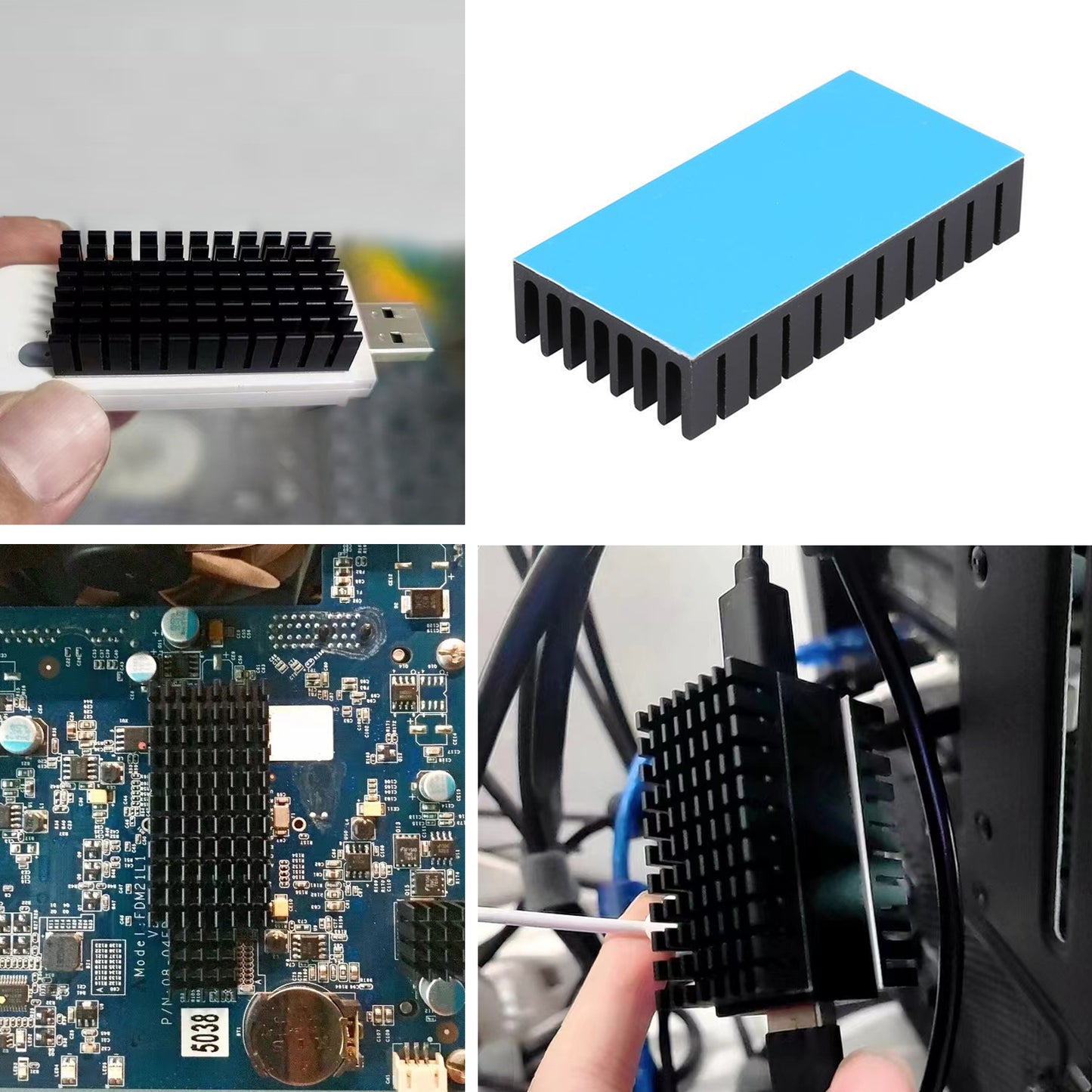 Awxlumv 25mm Heatsink 50x25x10mm/ 2 x 1x 0.4 inch with Thermal Conductive Tape, Black