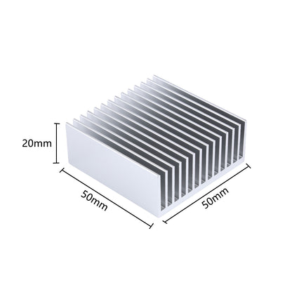 50mm Aluminum Heatsink Kit 50x50x20mm / 1.57"x1.57"x0.79" Heat Sink Cooler for GPU CPU Peltier Plate Module Router Amplifier Led Chipset Heat Radiator Cooling Fin -Sliver