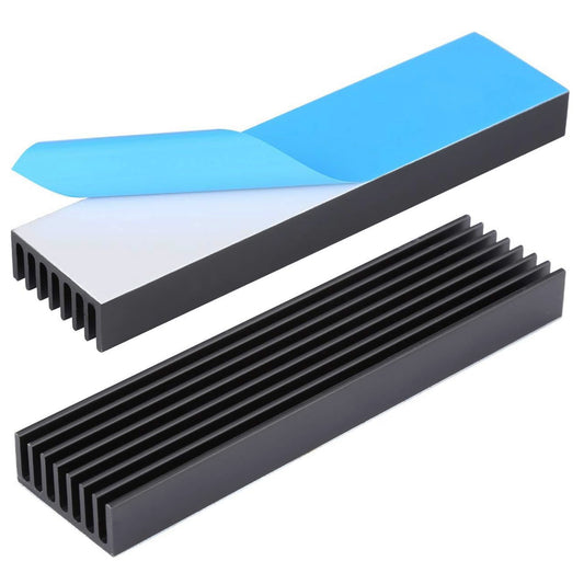 Aluminum Heatsink 100mmx25mmx10mm / 4x1x0.4 Inch with Pre Thermal Conductive Tape -  Black