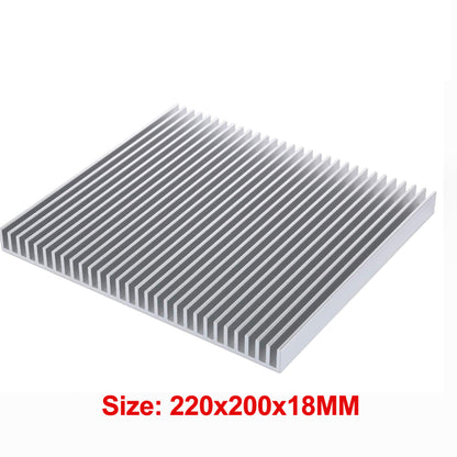 Large Aluminum Heatsink 200x220x18mm / 7.87x8.66x0.7 Inch Cooler 30 Fins LED Heat Sink Board
