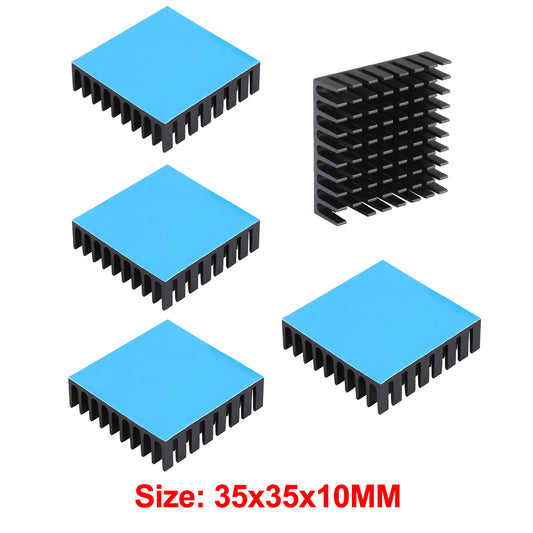 Aluminum Heatsink 35x35x10mm / 1.38x1.38x0.39 inch Small Heatsink with Double Sided Thermal Tape