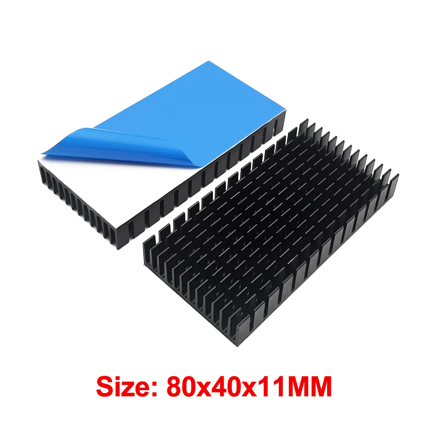 Aluminum Heatsink 80x40x11mm Black Heat Sink Radiator Cooler with Thermal Conductive Adhesive Tape Cooling Fin for Cooler Electronics CPU Led (80x40x11mm)
