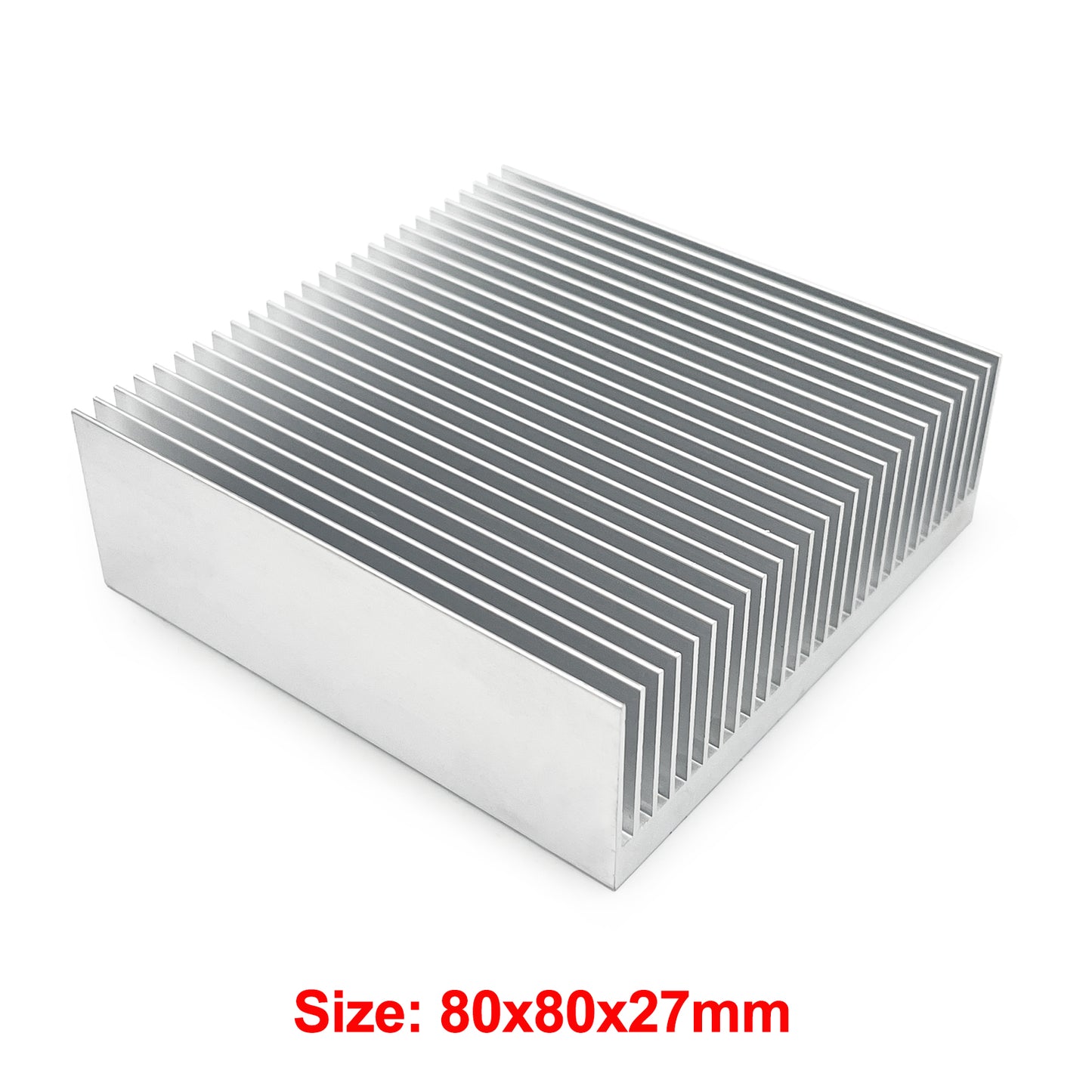 Aluminum Heat Sink 80mm 80x80x27mm / 3.15x3.15x1inch Heatsink Large Radiator Circuit Board Cooling Cooler 26 Fins for LED Power High Fans - Sliver