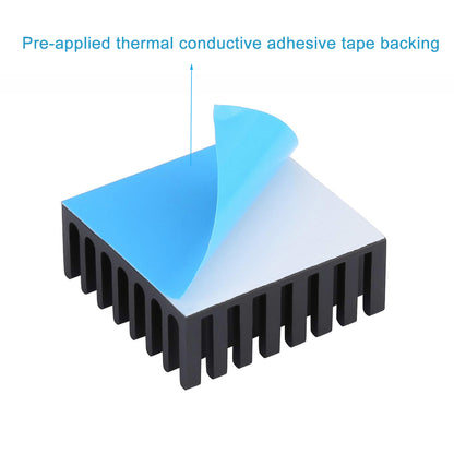 Awxlumv Small Aluminum Heatsink 25x25x10mm / 0.98x0.98x0.39inch with Thermal Tape/ Pad for ASUS ROG Ally GPU IC Chips, Black
