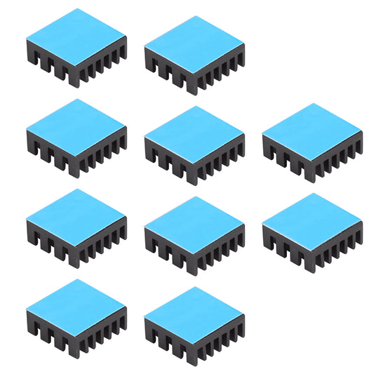 Aluminum Heatsink Kit 14x14x6mm/ 0.55x0.55x0.24 inch + Thermal Conductive Adhesive Tape, Small Mini Cooler Heat Sink for Cooling GPU IC Chips VRAM VGA RAM MOSFET (14mmx14mmx6mm)
