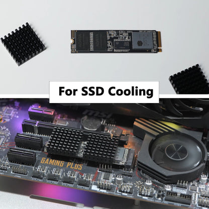 Awxlumv Small Aluminum Heatsink 25x25x10mm / 0.98x0.98x0.39inch with Thermal Tape/ Pad for ASUS ROG Ally GPU IC Chips, Black