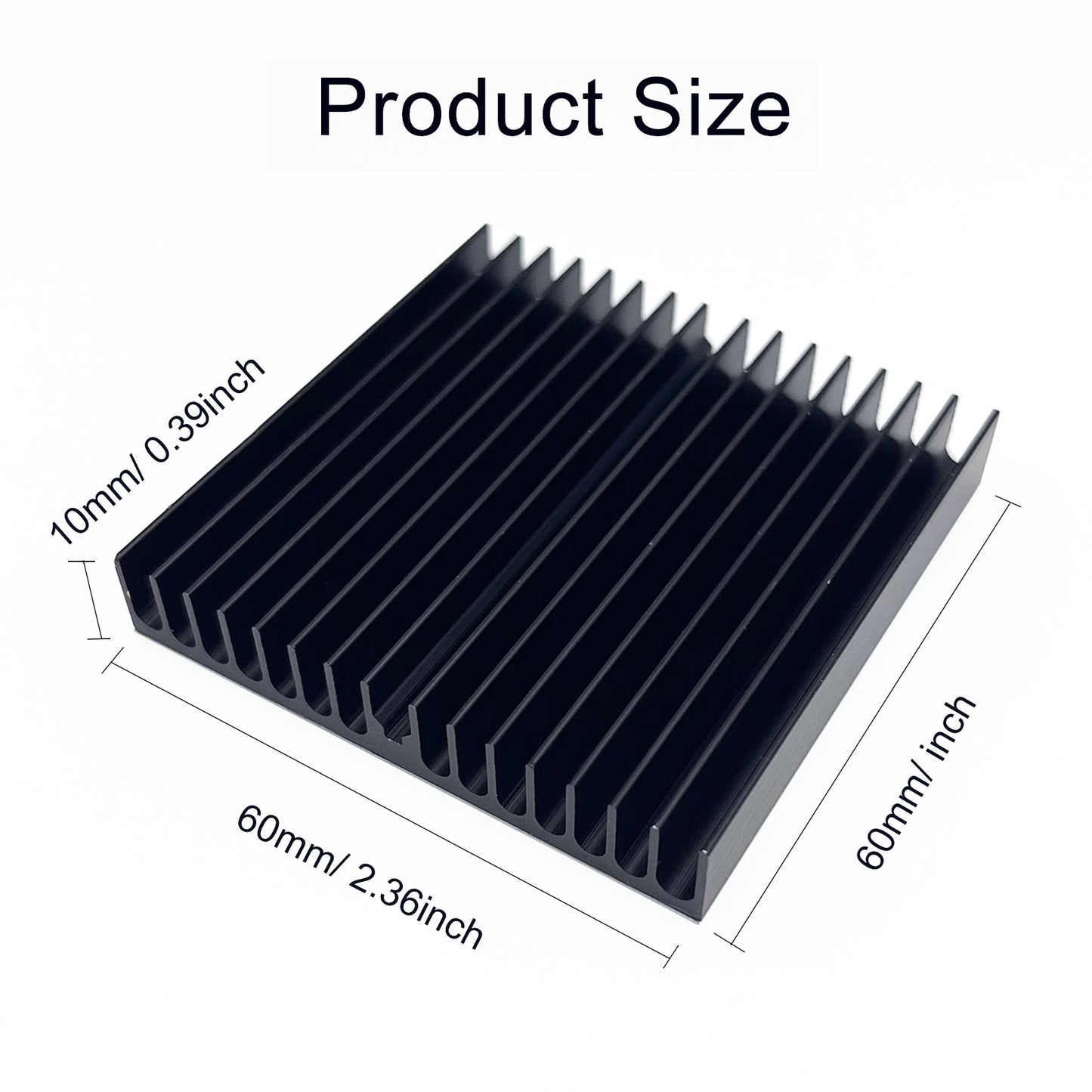 60x60x10mm Heatsink Kit with Thermal Conductive Adhesive Tape, Square Cooler Aluminum Heat Sink Set for for Circuit Board Led Panel Router IC Amplifier Platform Chip Fans and DIY