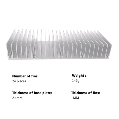 Aluminum Heatsink 60x150x25mm / 2.36x5.91x0.98 Inch Heat Sink Radiator for CPU MOS Tube Circuit Board PCB Heat Sinks Led Cooling Cooler Amplifier Devices with 24 pcs Fins - Sliver